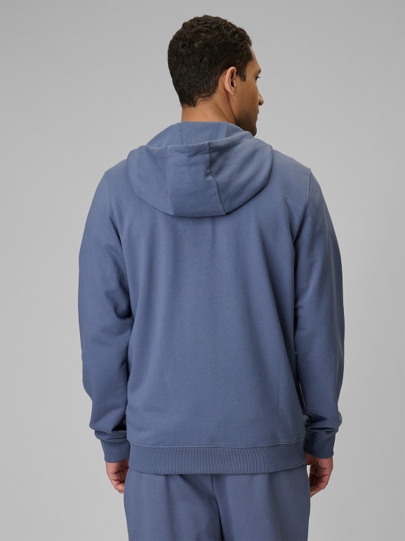 Męska bluza dresowa rozpinana z kapturem 4F 4FRSS26TSWSM3106 - denim