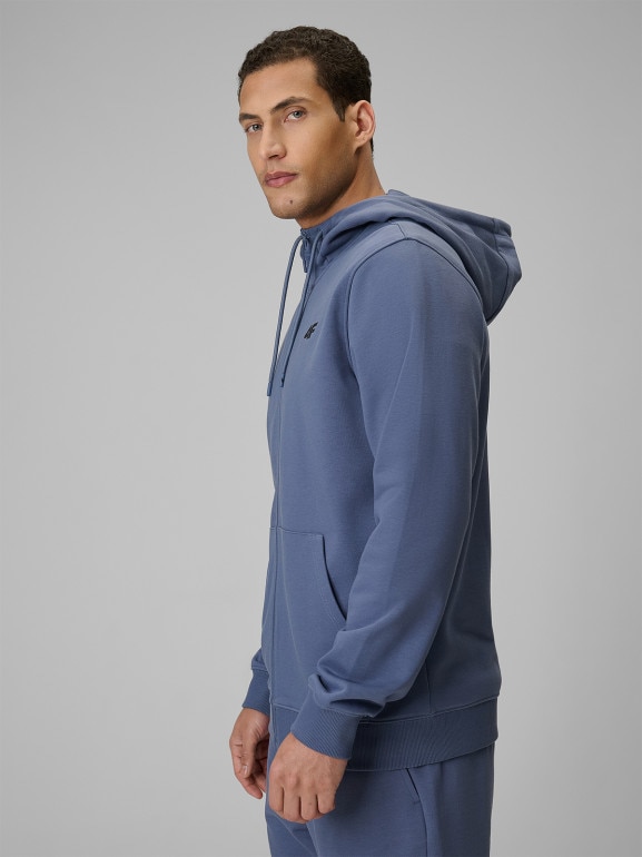 Męska bluza dresowa rozpinana z kapturem 4F 4FRSS26TSWSM3106 - denim