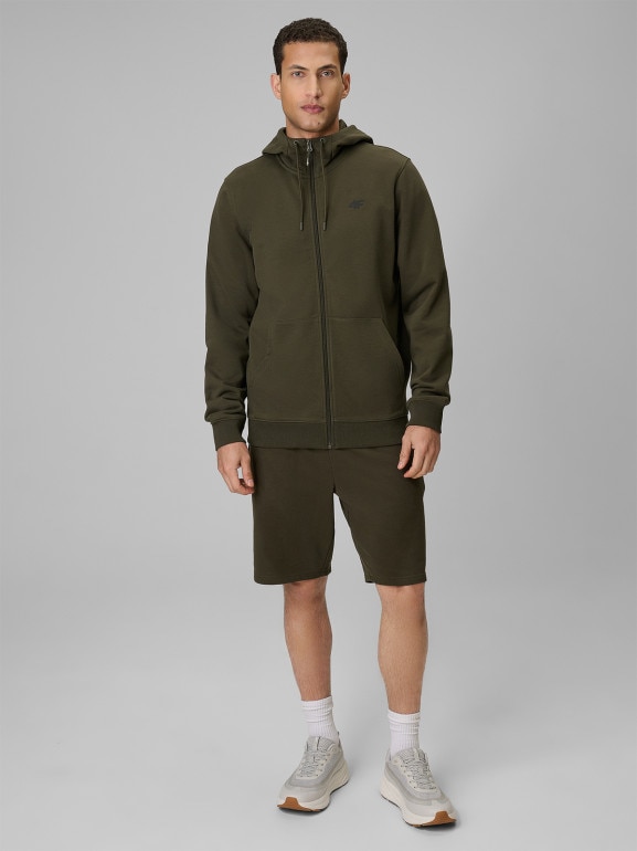 Męska bluza dresowa rozpinana z kapturem 4F 4FRSS26TSWSM3106 - khaki