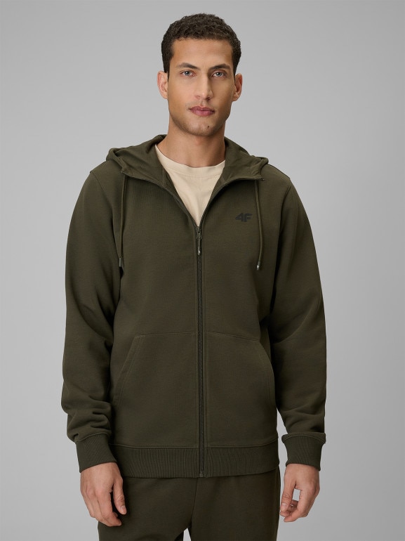 Męska bluza dresowa rozpinana z kapturem 4F 4FRSS26TSWSM3106 - khaki