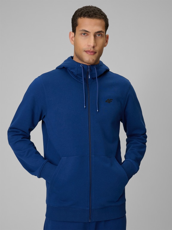 Męska bluza dresowa rozpinana z kapturem 4F 4FRSS26TSWSM3106 - niebieska