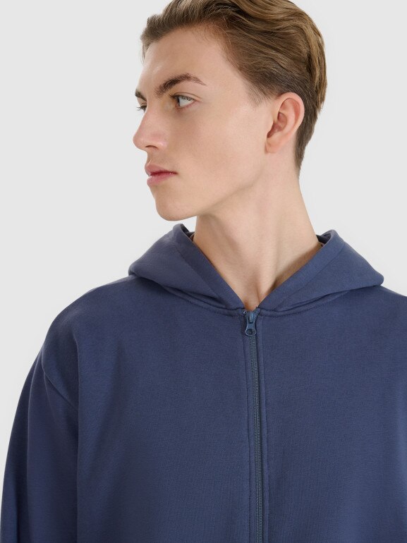 Męska bluza dresowa rozpinana z kapturem 4F 4FWSS25TSWSM1584 - granatowa
