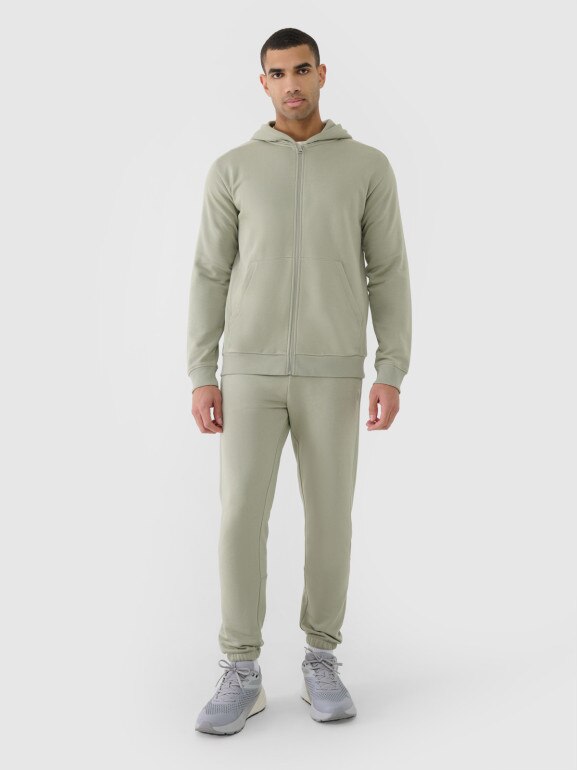 Męska bluza dresowa rozpinana z kapturem 4F 4FWSS25TSWSM1584 - zielona