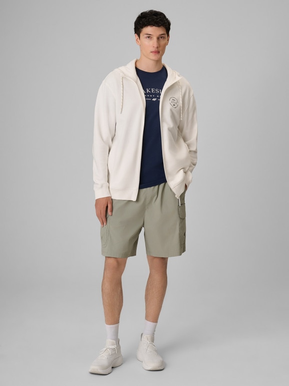 Męska bluza dresowa z kapturem 4F 4FRSS26TSWSM2978 - biała