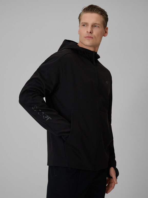 Męska bluza dresowa z kapturem 4F 4FWSS26TSWSM2130 - czarna
