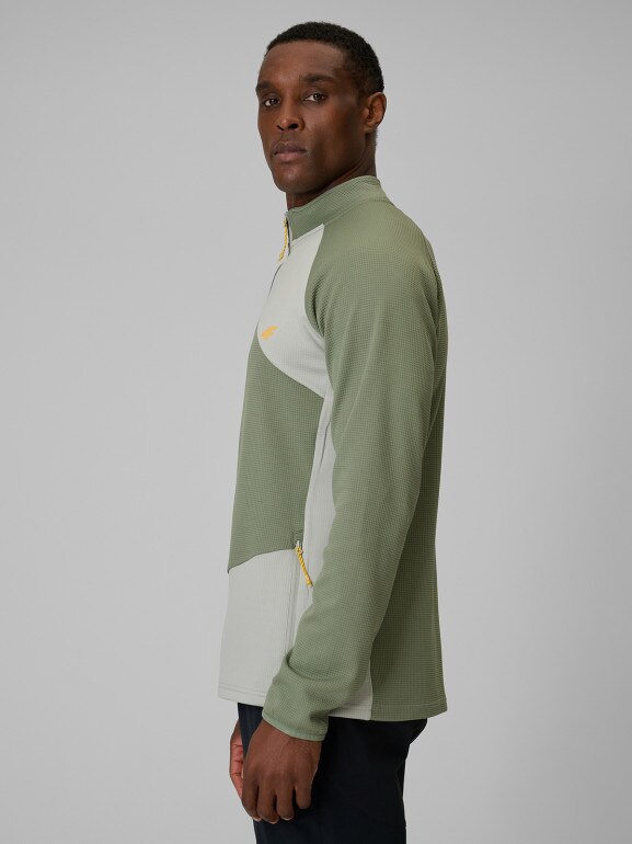 Męska bluza trekkingowa rozpinana bez kaptura 4F 4FRSS26TFSWM0984 - khaki