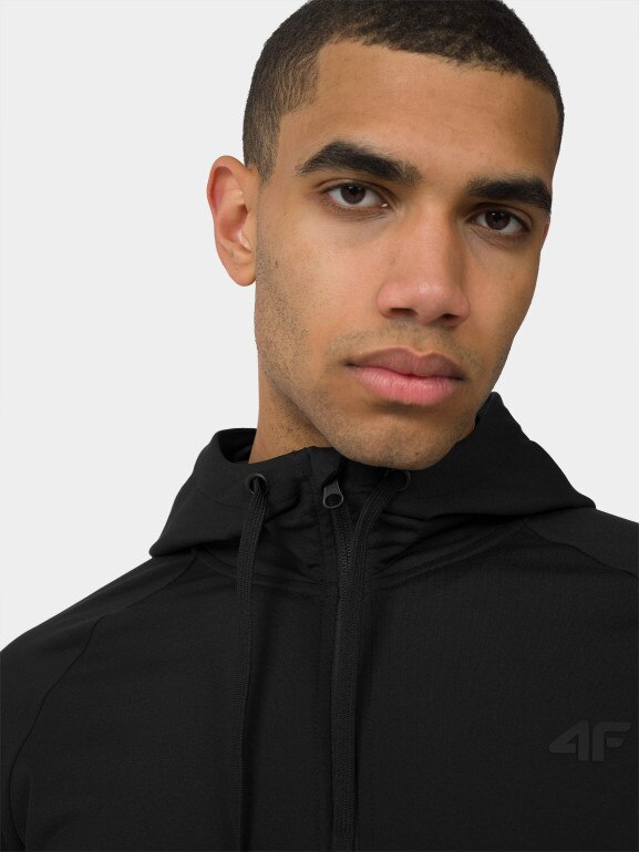 Męska bluza treningowa rozpinana z kapturem 4F 4FMM00TFSWM179 - czarna