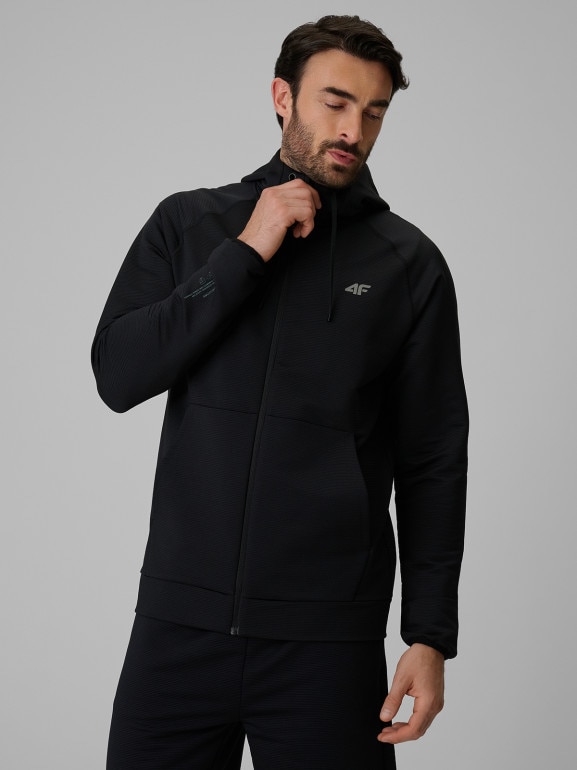 Męska bluza treningowa rozpinana z kapturem 4F 4FRSS26TFSWM0872 - czarna