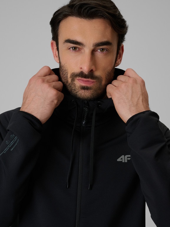 Męska bluza treningowa rozpinana z kapturem 4F 4FRSS26TFSWM0872 - czarna