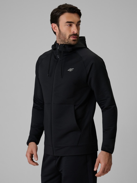 Męska bluza treningowa rozpinana z kapturem 4F 4FRSS26TFSWM0872 - czarna