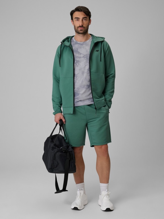 Męska bluza treningowa rozpinana z kapturem 4F 4FRSS26TFSWM0872 - zielona