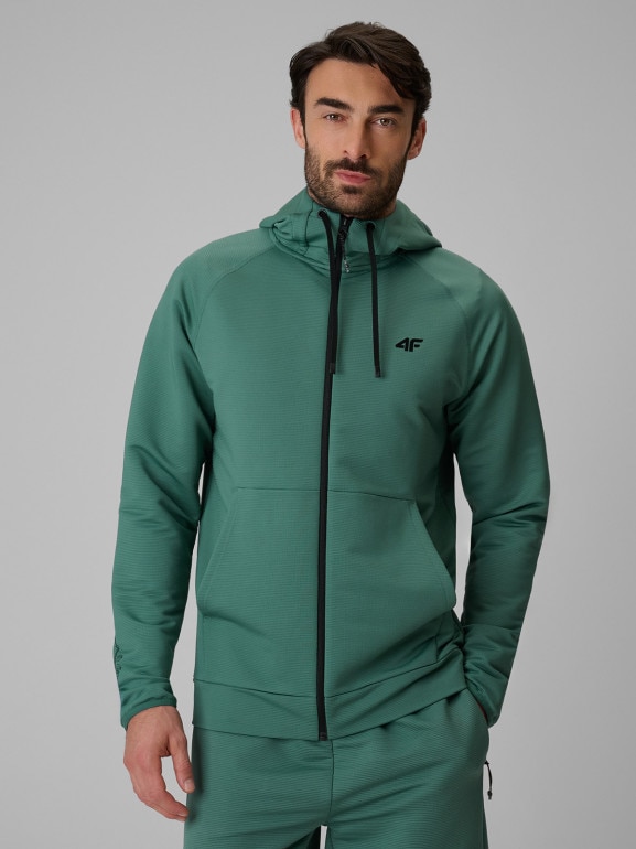 Męska bluza treningowa rozpinana z kapturem 4F 4FRSS26TFSWM0872 - zielona