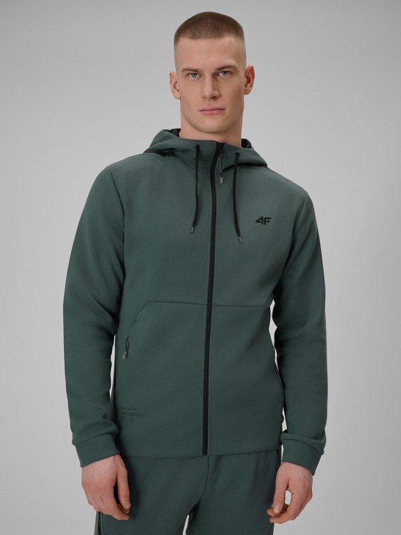 Męska bluza treningowa rozpinana z kapturem 4F 4FRSS26TFSWM0916 - zielona