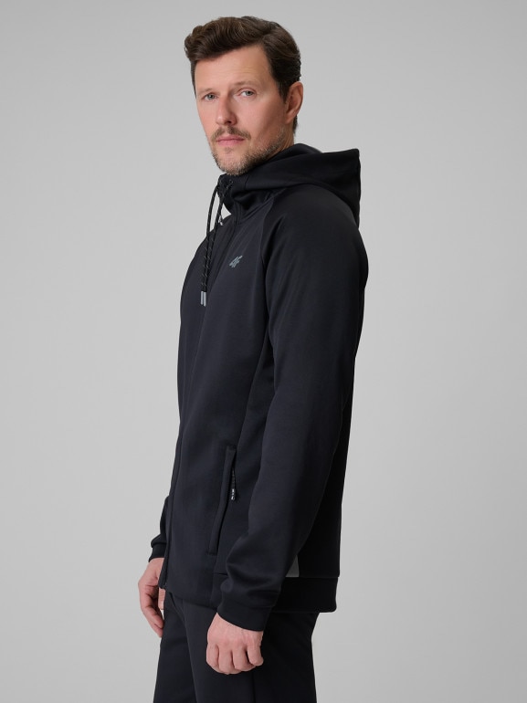 Męska bluza treningowa rozpinana z kapturem 4F 4FRSS26TFSWM0958 - czarna