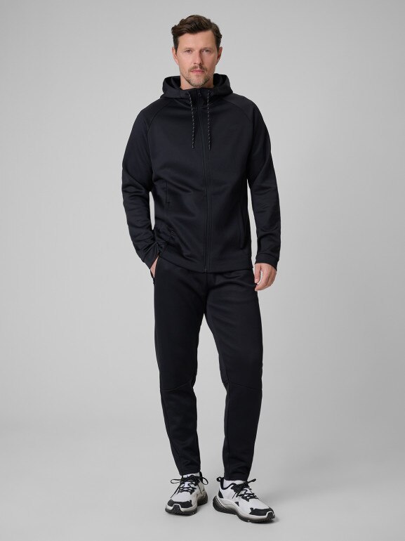 Męska bluza treningowa rozpinana z kapturem 4F 4FWSS26TFSWM632 - czarna