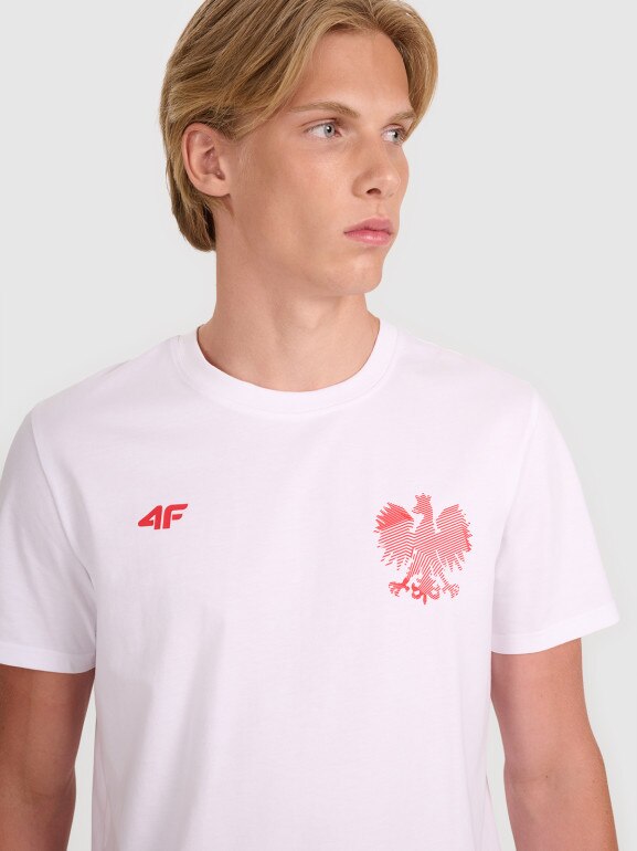 Męska koszulka kibica 4F 4FRMM00TTSHM2948 - biała