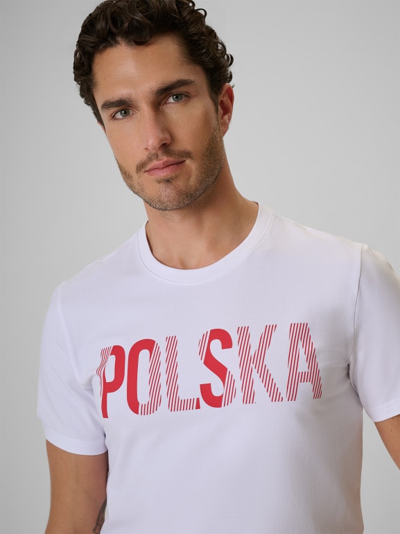 Męska koszulka kibica 4F 4FRSS26TTSHM4202 - biała