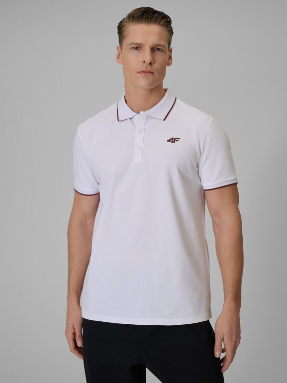 Męska koszulka polo 4F 4FRSS26TPTSM0896 - biała