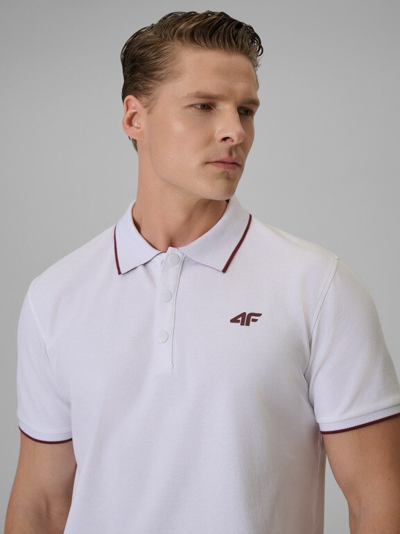 Męska koszulka polo 4F 4FRSS26TPTSM0896 - biała