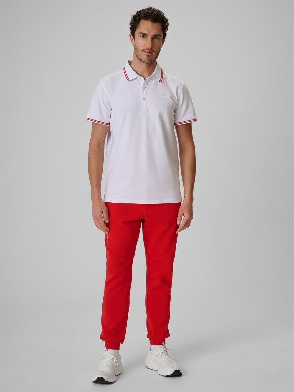 Męska koszulka polo kibica 4F 4FRSS26TPTSM0943 - biała