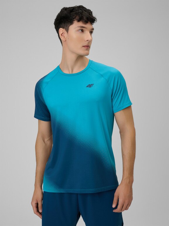 Męska koszulka treningowa 4F 4FRSS26TFTSM2341 - turkusowa