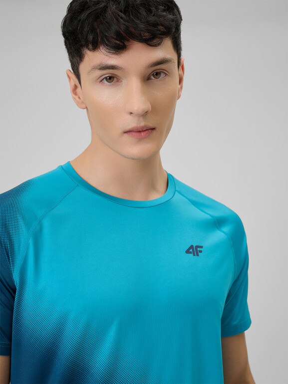 Męska koszulka treningowa 4F 4FRSS26TFTSM2341 - turkusowa