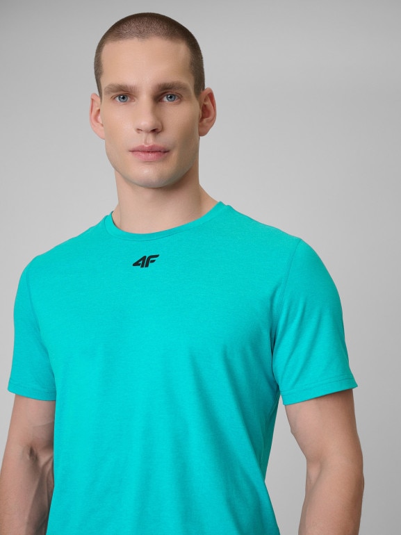 Męska koszulka treningowa 4F 4FRSS26TFTSM2343 - turkusowa