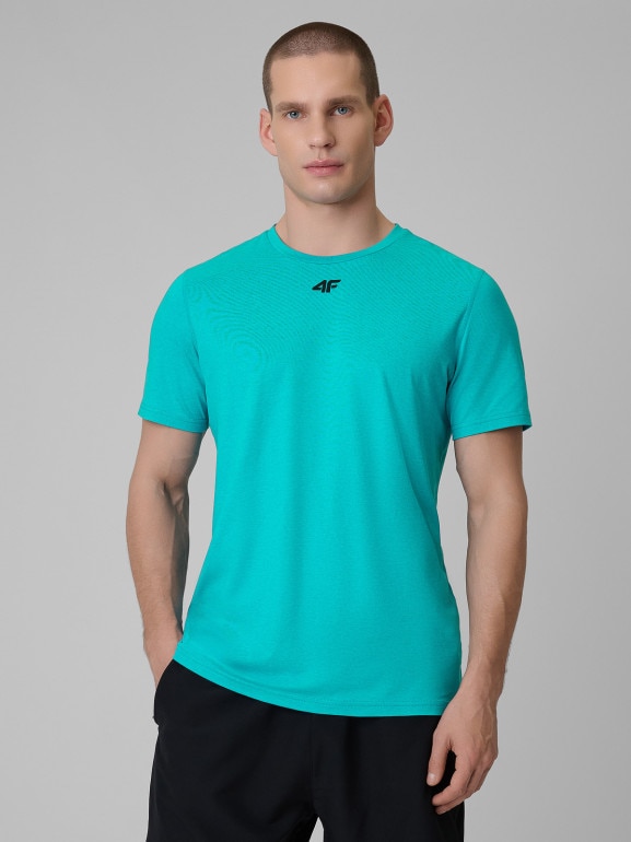 Męska koszulka treningowa 4F 4FRSS26TFTSM2343 - turkusowa
