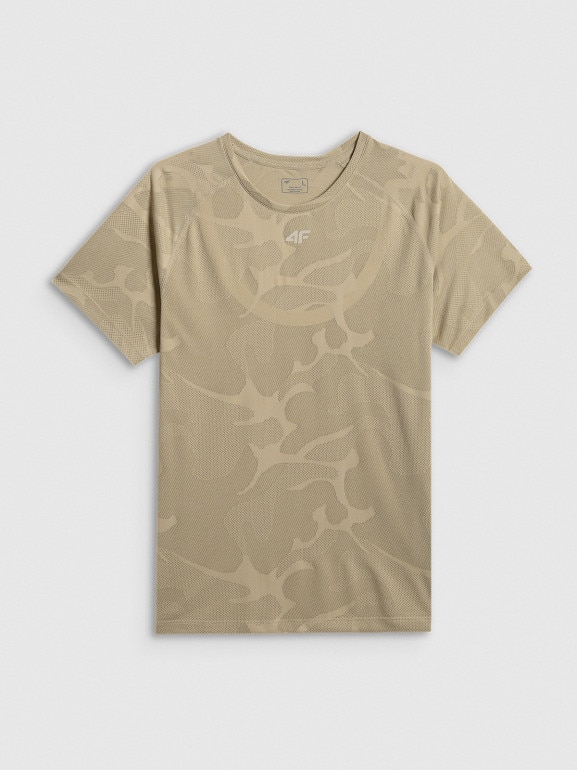 Męska koszulka treningowa 4F 4FWSS26TFTSM1777 - beżowa