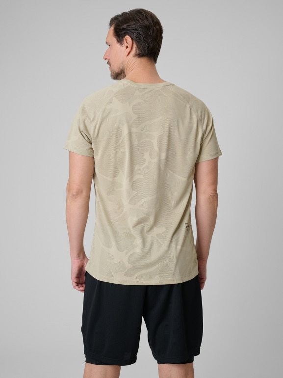 Męska koszulka treningowa 4F 4FWSS26TFTSM1777 - beżowa