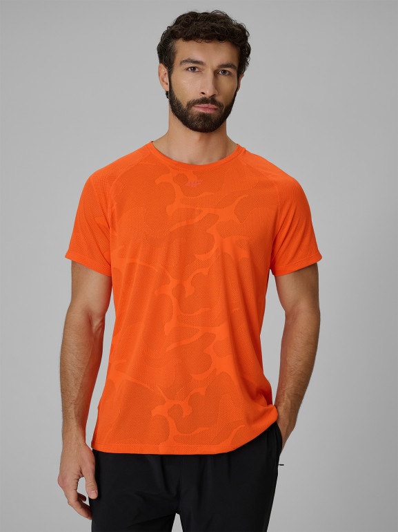Męska koszulka treningowa 4F 4FWSS26TFTSM1777 - pomarańczowa