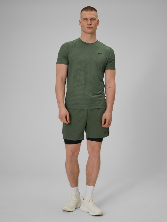 Męska koszulka treningowa 4F 4FWSS26TFTSM1778 - oliwkowa