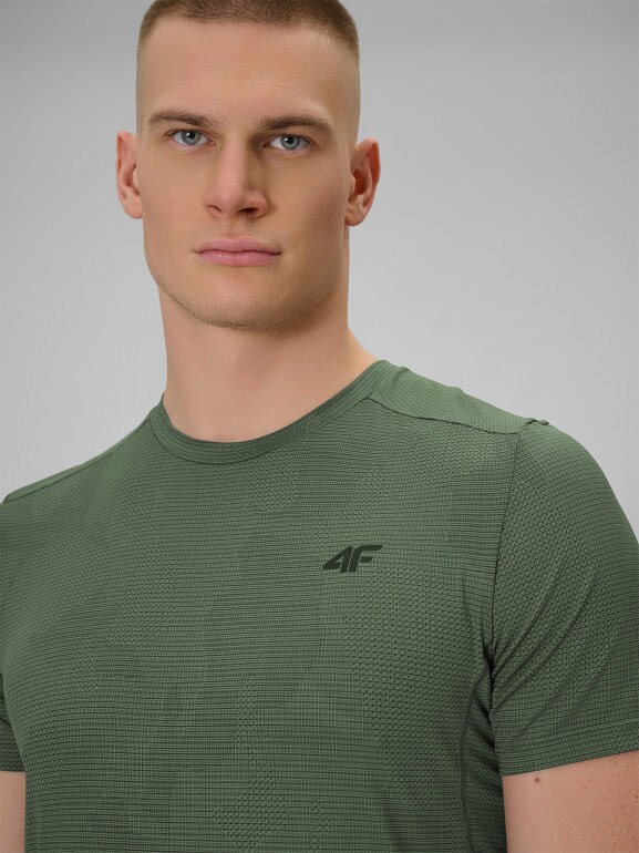Męska koszulka treningowa 4F 4FWSS26TFTSM1778 - oliwkowa