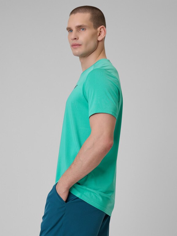 Męska koszulka treningowa 4F 4FWSS26TFTSM1785 - turkusowa
