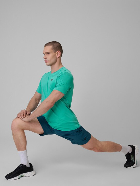 Męska koszulka treningowa 4F 4FWSS26TFTSM1785 - turkusowa