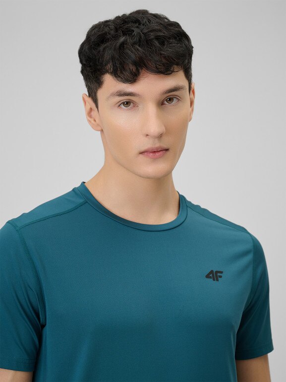 Męska koszulka treningowa 4F 4FWSS26TFTSM1785 - turkusowa