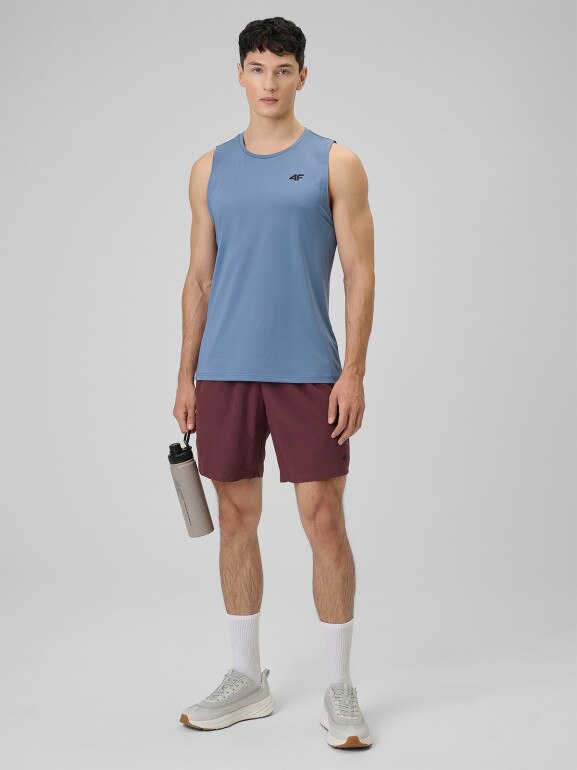 Męska koszulka treningowa bez rękawów 4F 4FWSS26TFSLM0744 - denim