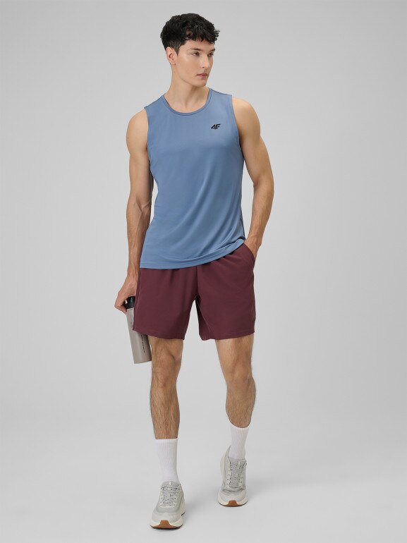 Męska koszulka treningowa bez rękawów 4F 4FWSS26TFSLM0744 - denim