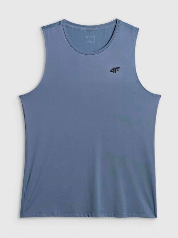 Męska koszulka treningowa bez rękawów 4F 4FWSS26TFSLM0744 - denim