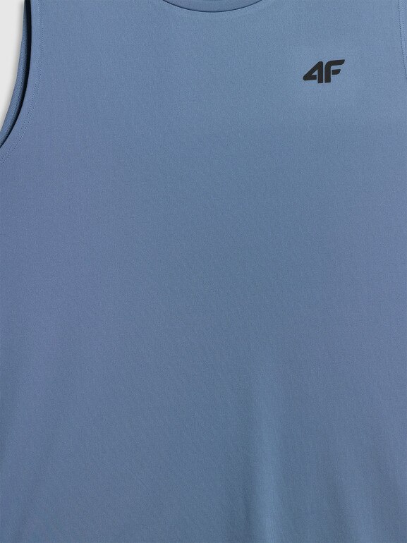 Męska koszulka treningowa bez rękawów 4F 4FWSS26TFSLM0744 - denim