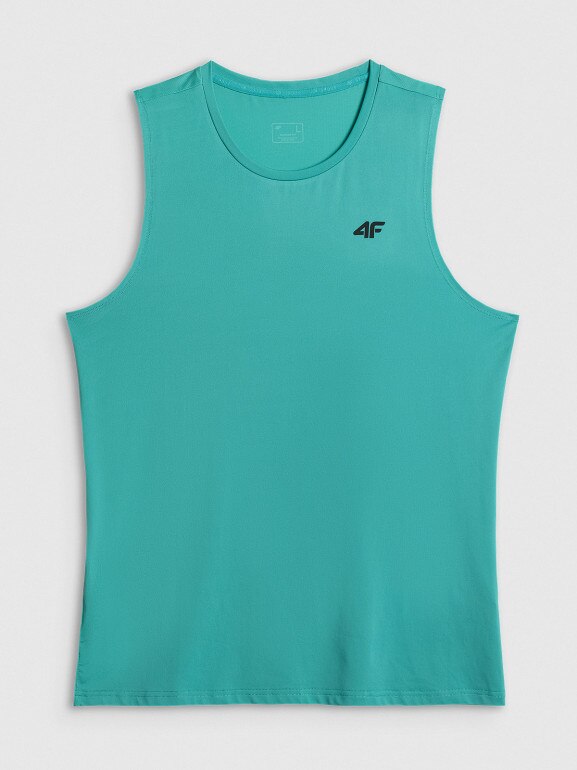 Męska koszulka treningowa bez rękawów 4F 4FWSS26TFSLM0744 - miętowa