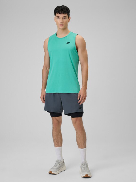 Męska koszulka treningowa bez rękawów 4F 4FWSS26TFSLM0744 - miętowa