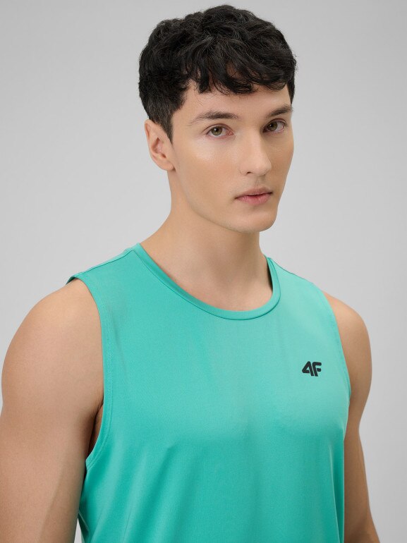 Męska koszulka treningowa bez rękawów 4F 4FWSS26TFSLM0744 - miętowa