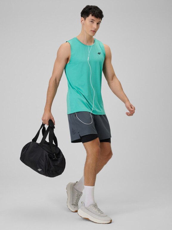 Męska koszulka treningowa bez rękawów 4F 4FWSS26TFSLM0744 - miętowa