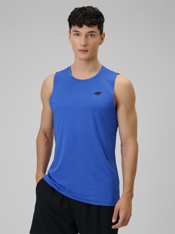Męska koszulka treningowa bez rękawów 4F 4FWSS26TFSLM0744 - niebieska