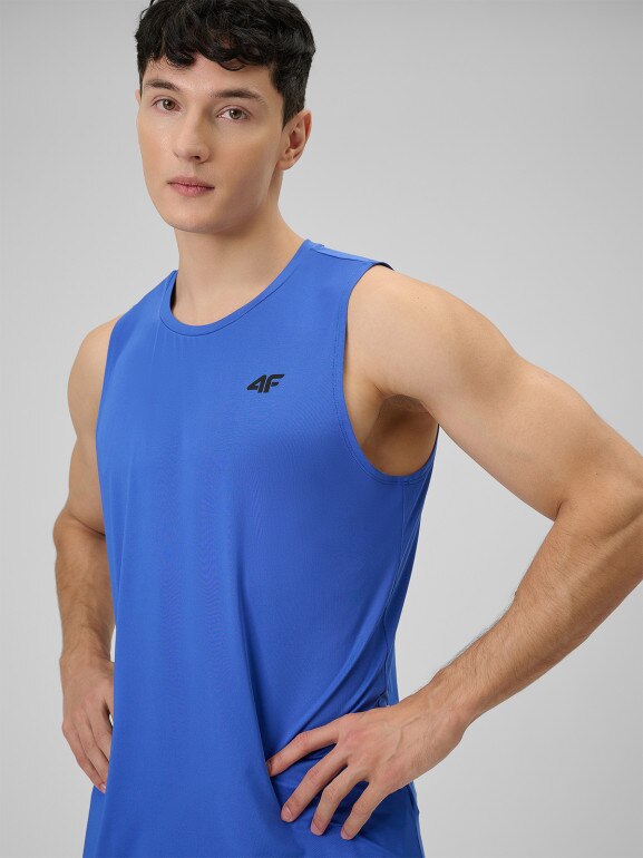 Męska koszulka treningowa bez rękawów 4F 4FWSS26TFSLM0744 - niebieska