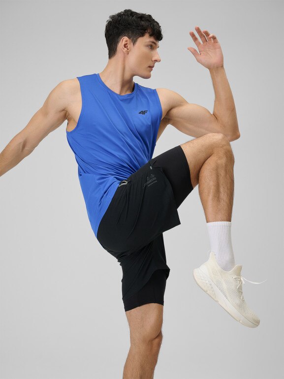 Męska koszulka treningowa bez rękawów 4F 4FWSS26TFSLM0744 - niebieska