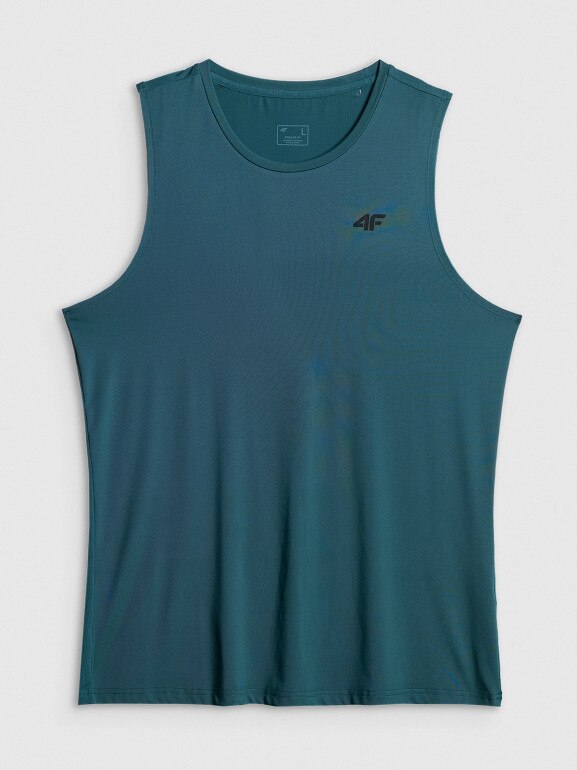 Męska koszulka treningowa bez rękawów 4F 4FWSS26TFSLM0744 - turkusowa
