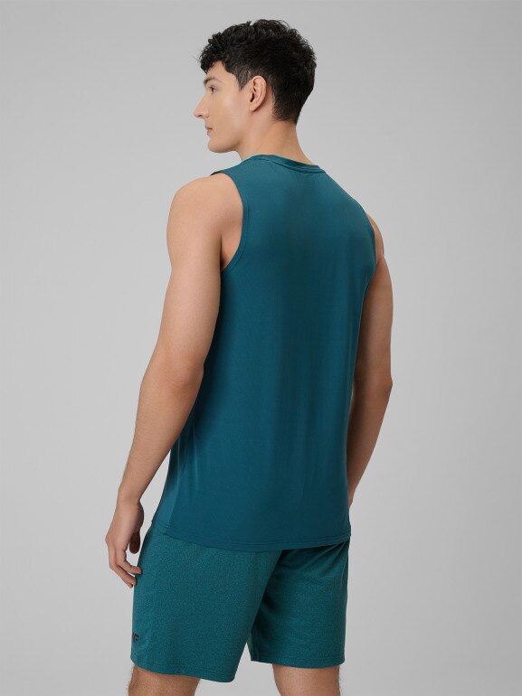 Męska koszulka treningowa bez rękawów 4F 4FWSS26TFSLM0744 - turkusowa