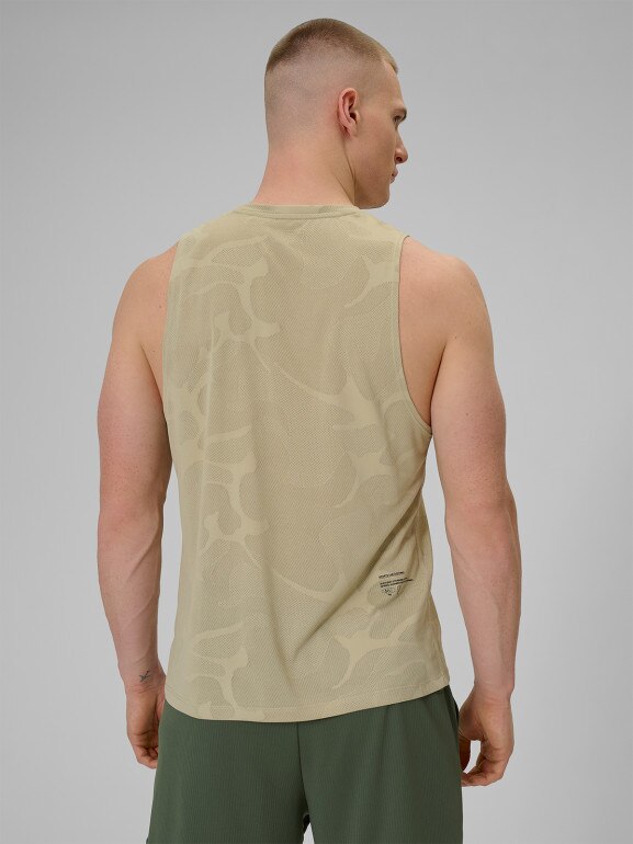 Męska koszulka treningowa bez rękawów 4F 4FWSS26TFSLM0877 - beżowa